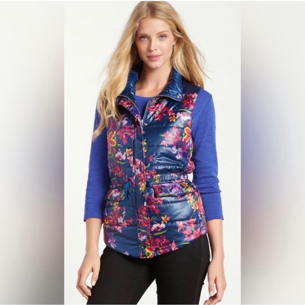 Tommy Bahama Floria Estefan Primaloft Puffer Vest in Floral Sz XS!